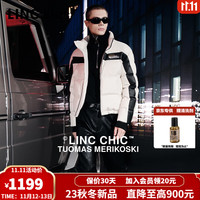 LINCCHIC金羽杰设计师联名款2023冬防水羽绒服男女短款立领面包服N23801329 高街灰白 S适合130斤以下