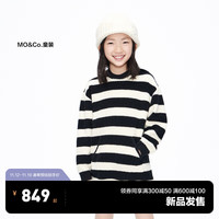 little MO&Co.little moco童装23冬装女童含羊毛长袖毛衣连衣裙KBC4DRS019 黑白条色 155/72