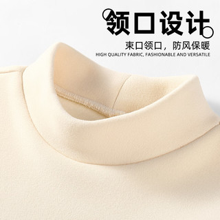 真维斯男童保暖内衣德绒打底衫冬季加绒儿童秋衣青少年中大童潮流打底衫 米白 J笑脸x 160