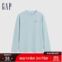 Gap男童冬季2023LOGO宽松长袖T恤836890儿童装运动休闲上衣 海水蓝 130cm(S)亚洲尺码