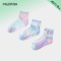 米乐鱼米乐鱼婴儿袜男女儿童宝宝中筒棉袜新初生儿平板袜四季通用3双装 晴霞(女宝) 14-16CM(1-2岁)