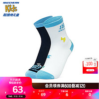 Skechers斯凯奇2对装彩色时尚可爱造型款儿童中筒袜秋冬商场同款L423K015 中世纪蓝/亮白色/039X L (18-20)