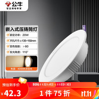 BULL 公牛 LED嵌入式压铸筒灯MT-H020A-AE纤薄灯体 20W6寸4000K冷白光
