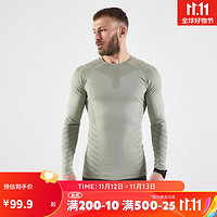 DECATHLON 迪卡侬 速干衣男秋冬跑步运动衣服篮球训练长袖紧身衣MSMY 卡其色 M