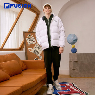 FILA FUSION斐乐潮牌款羽绒服时尚宽松连帽上衣 标准白-WT 190/108A/XXXL