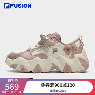 斐乐（FILA）FUSION斐乐潮牌海星帆布鞋女鞋休闲运动老爹鞋 奶白/烟玫瑰-LG 37.5