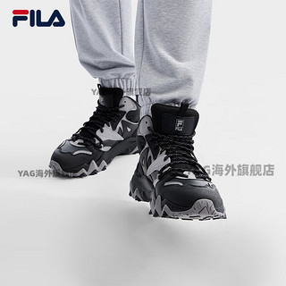 斐乐（FILA）男鞋加绒中帮欧客漫2复古运动鞋2023冬休闲鞋老爹鞋 黑_天空灰-BD 44.5