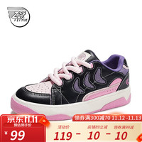飞跃（Feiyue）板鞋女鞋冬撞色时尚运动休闲鞋子女士舒适百搭女鞋053 黑/粉红/紫 39码