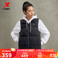 XTEP特步【门店同款】羽绒马甲男保暖外套女夹克棉服977428260334 正黑色 2XL