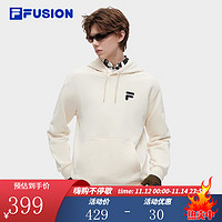 FILA FUSION斐乐潮牌款针织连帽上衣2023冬时尚宽松卫衣 麦乳色-BG【加绒款】 175/96A/L