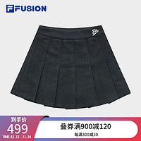 FILA FUSION斐乐潮牌梭织裙女时尚休闲百褶裙半身裙 正黑色-BK 155/58A/XS