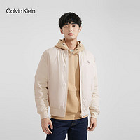 Calvin Klein Jeans男士简约字母印花休闲棒球领棉服外套J324337 ACF-奶白色 XL