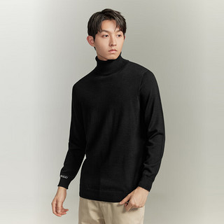 GXG男装 基础高领可机洗羊毛毛衣打底线衫年冬季 黑色 170/M