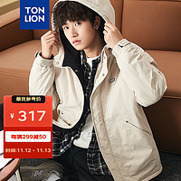 TONLION 唐狮 棉衣男冬男士棉服连帽加厚夹棉外套上衣潮 砂色 XL