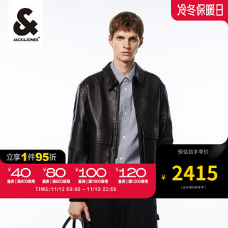 杰克·琼斯（JACK&JONES）秋季男士时尚潮流百搭机车夹克外套男士夹克223410004 E40黑色 170/92A/S