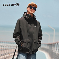 探拓（TECTOP）户外登山冲锋衣 防风保暖抓绒内胆滑雪服 经典黑 M