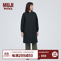 无印良品 MUJI 女式 可水洗 绗缝大衣中长款风衣外套  BD0Y7A3A 黑色 M（160/84A）