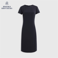 布克兄弟 Brooks Brothers女士春秋新简约休闲圆领纯色短袖连衣裙