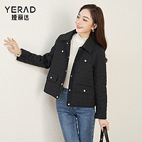 娅丽达（YERAD）法式小香风棉服外套女冬季2023女装正肩显瘦短外套 黑色 XL