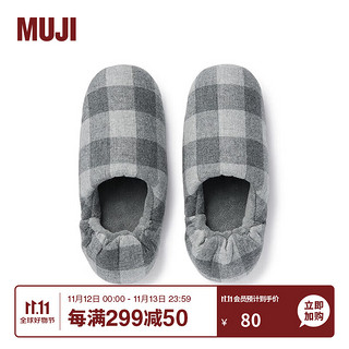 MUJI 男女通用 棉法兰绒 家居鞋 无性别 男款女款 男士/女士 拖鞋 灰色格纹 L 260mm/42码（2.0）