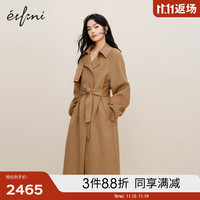 eifini 伊芙丽 风衣式设计感收腰双面羊绒大衣女冬 驼色 160/84A/M
