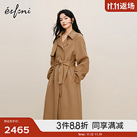 eifini 伊芙丽 风衣式设计感收腰双面羊绒大衣女冬 驼色 160/84A/M