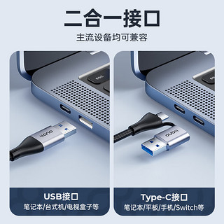 绿巨能 Type-C/USB3.0转千兆网口扩展坞分线器 拓展坞苹果MacBook网卡网线转接头笔记本电脑RJ45接口转换器