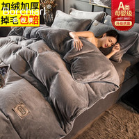 BORCHIARL 伯西亚 床上牛奶绒秋冬季珊瑚绒加厚双面法兰绒被套 BXY-绅士 220x240cm被套单件【双面加绒 厚