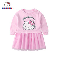 Hello Kitty 童装女童秋冬款秋新品 可爱百搭网纱 棉质圆领公主裙