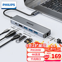 PHILIPS 飞利浦 SWR1608Q Type-c扩展坞 六合一