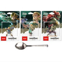 Nintendo 任天堂 《塞尔达传说 王国之泪》林克/塞尔达/佳诺德夫 amiibo 不锈钢餐勺同捆套装