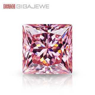 GIGAJEWE 樱花粉色 莫桑石公主方形切割 裸钻带证书 珠宝制作 节日礼物 5.0X5.0mm 0.8克拉