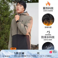 CAMEL 骆驼 单层夹克锋衣冬男女同款加绒防风防水冲锋衣梭织运动外套 01青铜绿,男女款,女拍小1码 XXXL