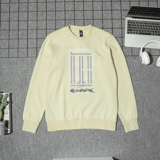 阿迪达斯 （adidas）卫衣男装 运动服跑步长袖透气休闲圆领棉质套头衫 GM4482/潮款印花/米黄 S