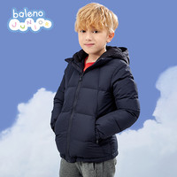 Baleno Junior班尼路童装秋冬男童拼色连帽羽绒服外套保暖百搭休闲上衣儿童 00A 纯黑 110cm