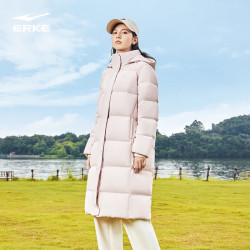 erke鸿星尔克羽绒服女秋冬新款长款保暖三防赋能科技户外休闲运动女士