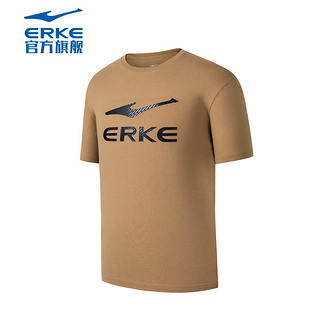 ERKE 鸿星尔克 舒适透气跑步休闲T恤 板栗棕
