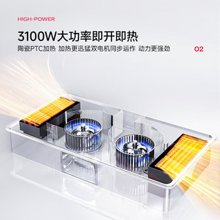 飞利浦（PHILIPS）浴霸暖风排气扇照明一体 集成吊顶卫生间灯暖风一体浴室暖风机 【大功率3100W】S8