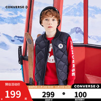 Converse匡威儿童装男童三防羽绒马甲中大童外套背心 正黑色 130/64