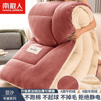 南极人羊羔绒被子秋冬加厚10斤牛奶绒被芯冬季塔芙绒春秋被宿舍单人空调棉被冬天加绒家用冬被褥子 豆沙J【牛奶绒+羊羔绒】 200x230cm【约10斤】