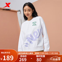 XTEP特步【门店同款】女款卫衣圆领套头衫休闲字母运动上衣977328920265 珍珠白 S