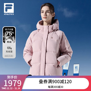 FILA 斐乐女士羽绒服简约基础运动连帽上衣 淡紫红色-PK 180/96A/XXL