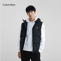 Calvin Klein Jeans男女同款户外简约印花鸭绒连帽羽绒马甲J324344 BEH-太空黑 M