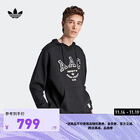 adidas 阿迪达斯 三叶草男装冬季印花运动休闲连帽卫衣HZ0700 黑色 A/M