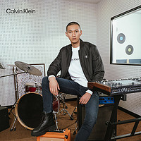 Calvin Klein Jeans男士简约字母印花休闲棒球领棉服外套J324337 BEH-太空黑 XL