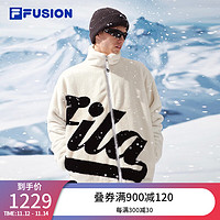 FILA FUSION斐乐潮牌款针织外套2023冬时尚休闲立领上衣 标准白-WT 180/100A/XL