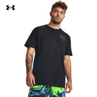 安德玛 UNDERARMOUR)秋冬Project Rock强森Night男子圆领训练运动短袖T恤1379751 黑色001 L