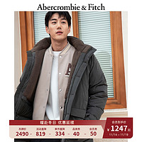 ABERCROMBIE & FITCH男装 复古美式外套防风抗水保暖连帽羽绒服派克大衣 331807-1 深橄榄绿(实物以平铺图颜色为准) XS (170/84A)