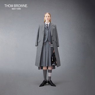 THOM BROWNE女士四条纹棉质V领开衫 中灰色 38