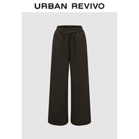 URBAN REVIVO UWV630039 松紧腰抽绳直筒裤 橄榄绿 L